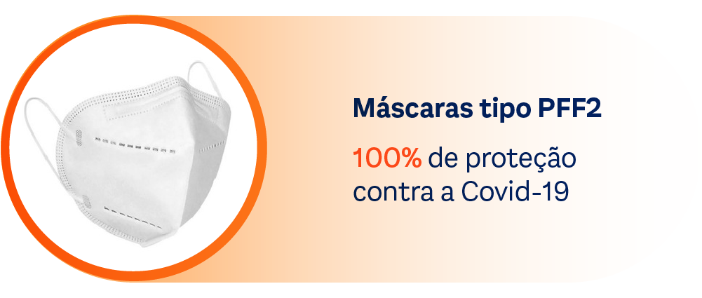 Máscaras tipo PFF2 → 100% de proteção contra a Covid-19